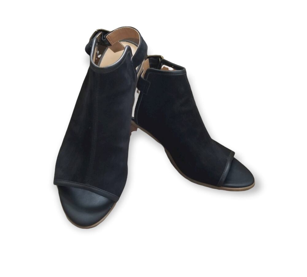 Franco Fortini Block Heel Leather upper shoe boots Color Black - Size 8,5M
